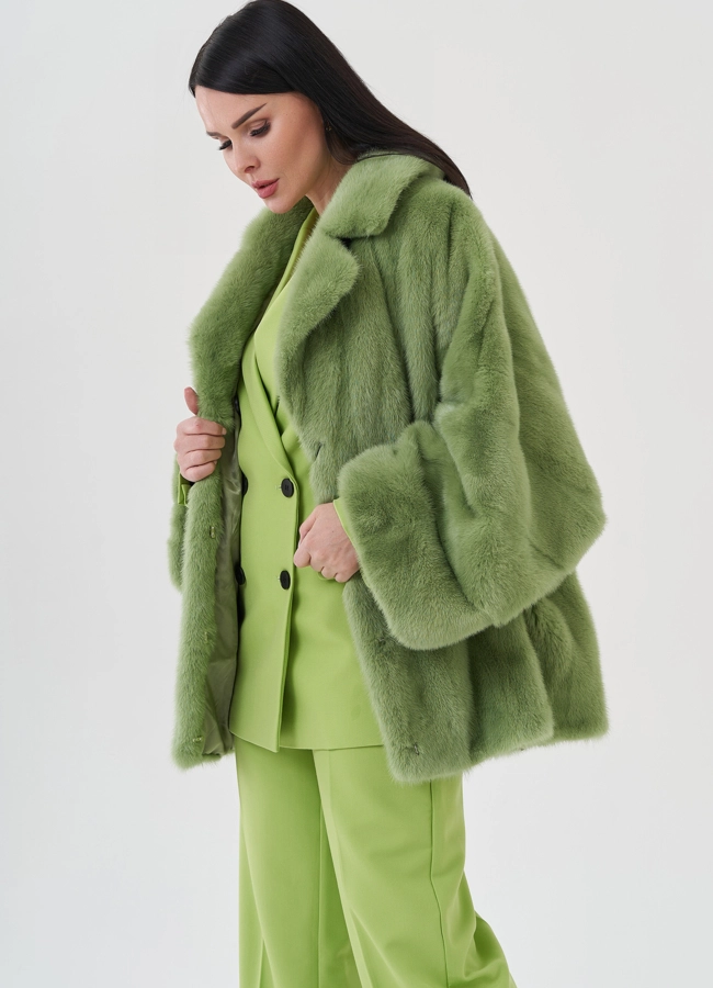 Шуба из норки с английским воротником  модель № 24813 в рассрочку