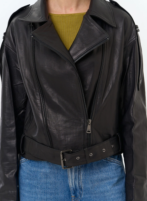 Женская куртка косуха из натуральной кожи