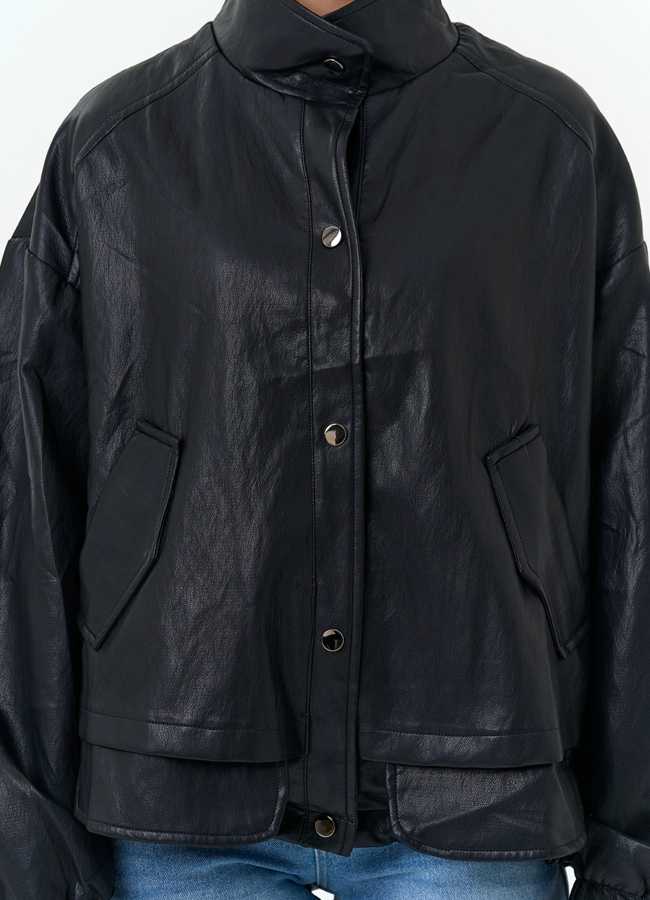 Женская объемная куртка из эко кожи модель № 33153 универмаг малина
