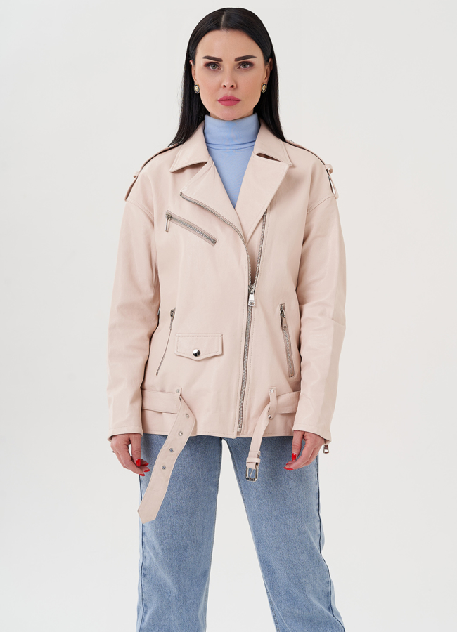 Куртка из светлой кожи модель № 24329 универмаг малина