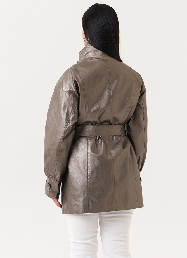 Женский жакет из эко кожи под бронзу модель № 27164 универмаг малина