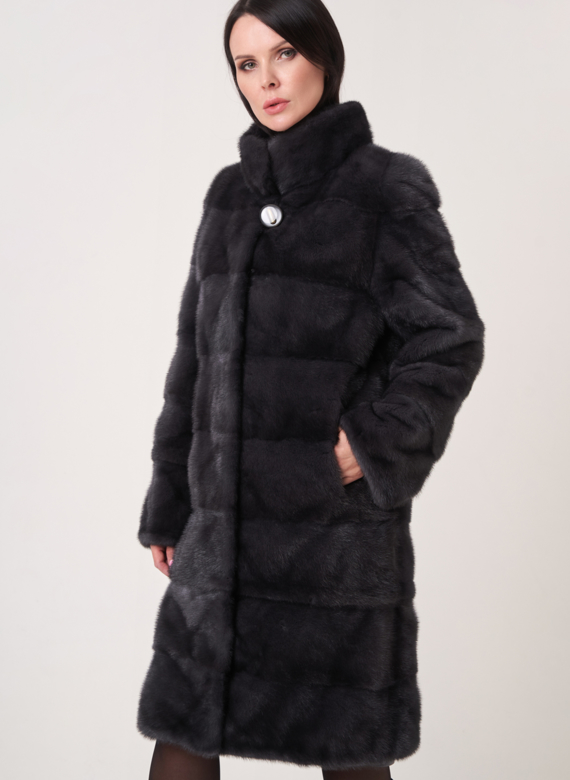 Норковая шуба трансформер, поперечная со стойкой