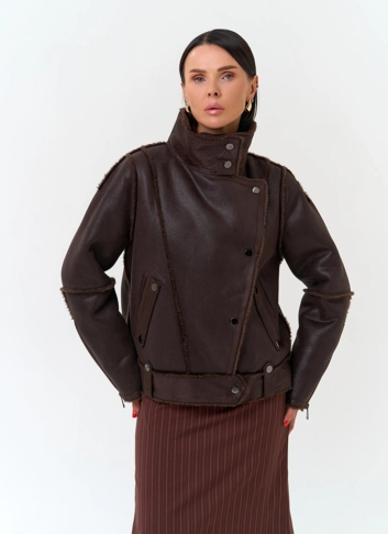 Женская дубленка из эко замши