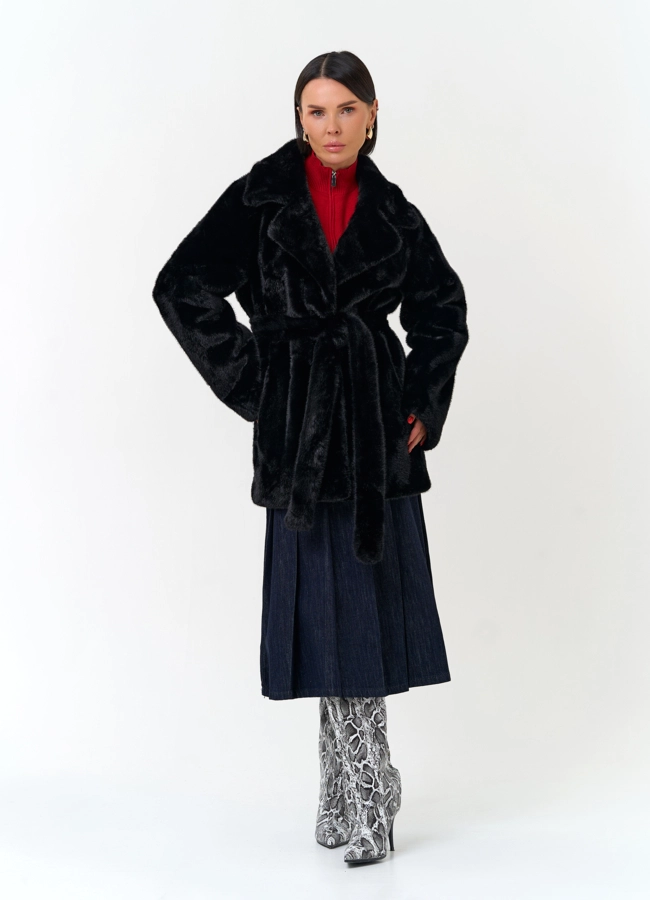 Женское пальто из эко меха модель № 33883 универмаг малина