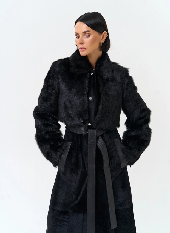 Женская натуральная дубленка трансформер фото