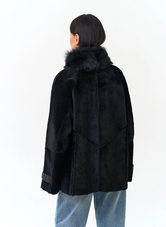 Женская дубленка с воротником стойкой фото