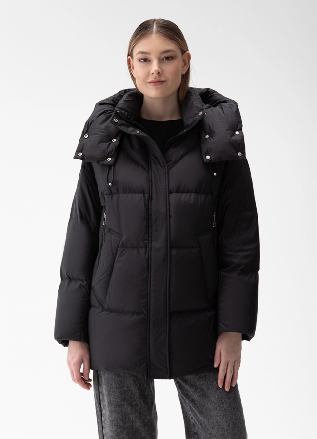 Женский пуховик с капюшоном  модель № 28385 в рассрочку
