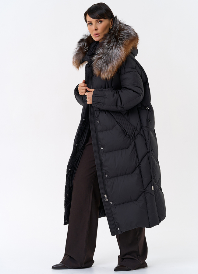 Женский пуховик с отделкой из меха блюфрост модель № 31798 универмаг малина