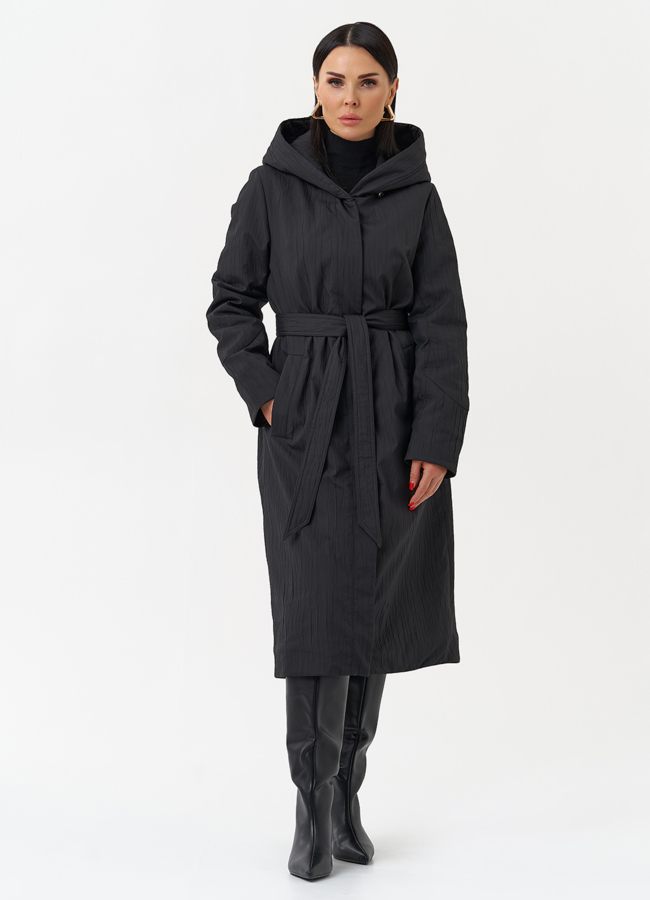 Пальто женское утепленное с эффектом жатой ткани модель № 30028 универмаг малина