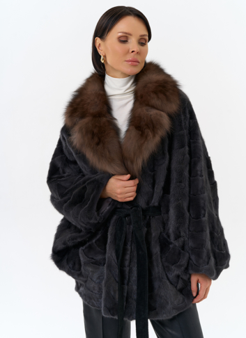 Шуба из меха норки с воротником из меха лисы