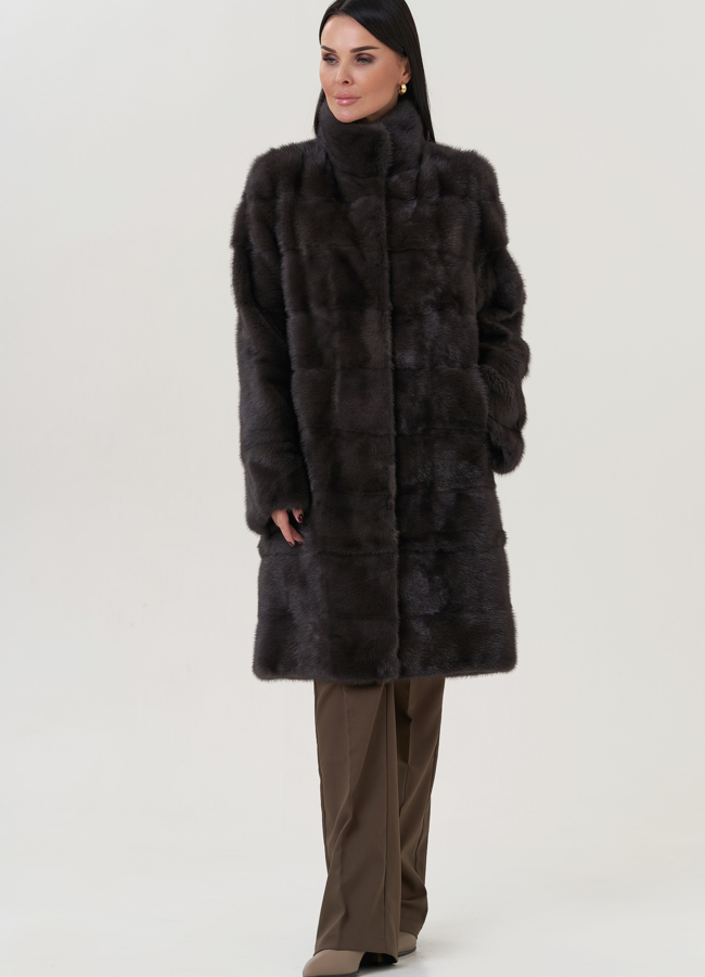 Шуба из норки с воротником стойка модель № 25916 в рассрочку